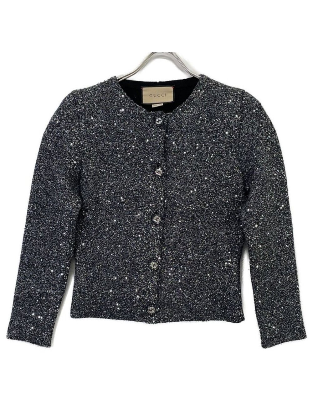 Gucci Gray Sequin Knit Cardigan